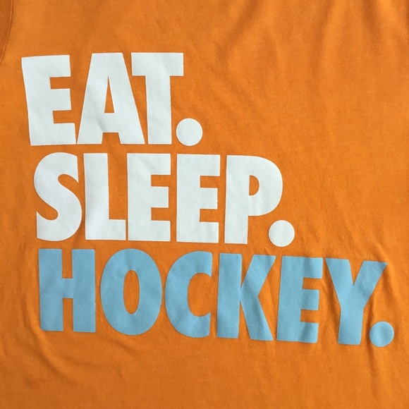 Eat Sleep Hockey Boy’s T-Shirt Short Sleeve Orange Size N/A - Picture 2 of 6